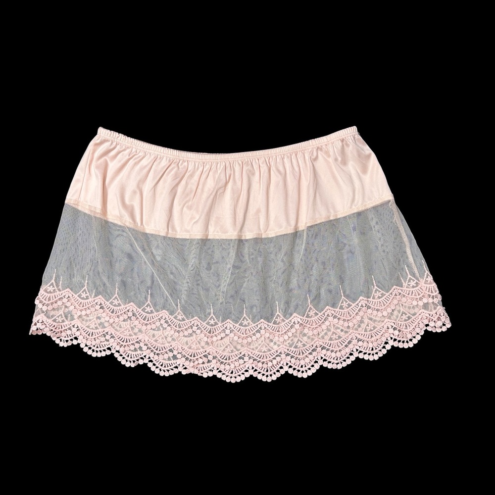 Indigo Thread Co Pink Lace Trim Skirt Extender Mesh Tiered Boho L